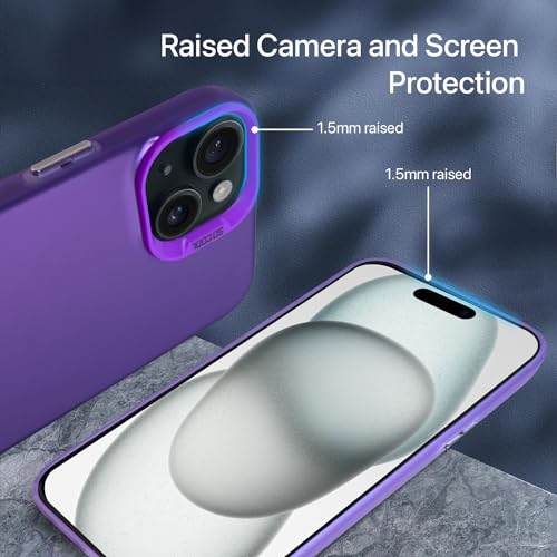 Image of Vaku Luxos Matte Dazzle Back Cover for iPhone 15 Plus Shock Proof Airbag Protection TPU Case Scratch Resistant Slim Thin Military-Grade Protection - Purple