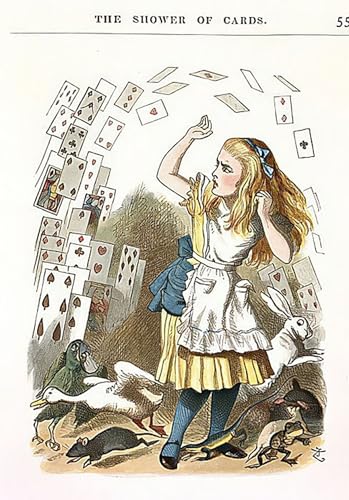 Graffiti Art Mural la pluie de cartes de Tenniel pour réveiller un mur blanc sans âme