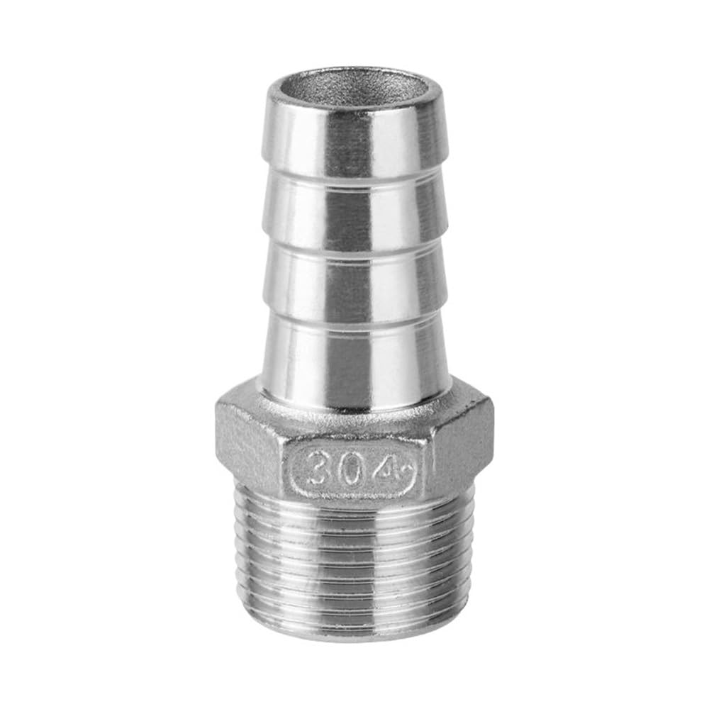 304 Stainless Steel Barbed Fitting, 304 Stainless Steel Barbed Fitting BSP Male Reducer Pagoda Coupling Multiple Sizes(8MM*1/2INCH)
