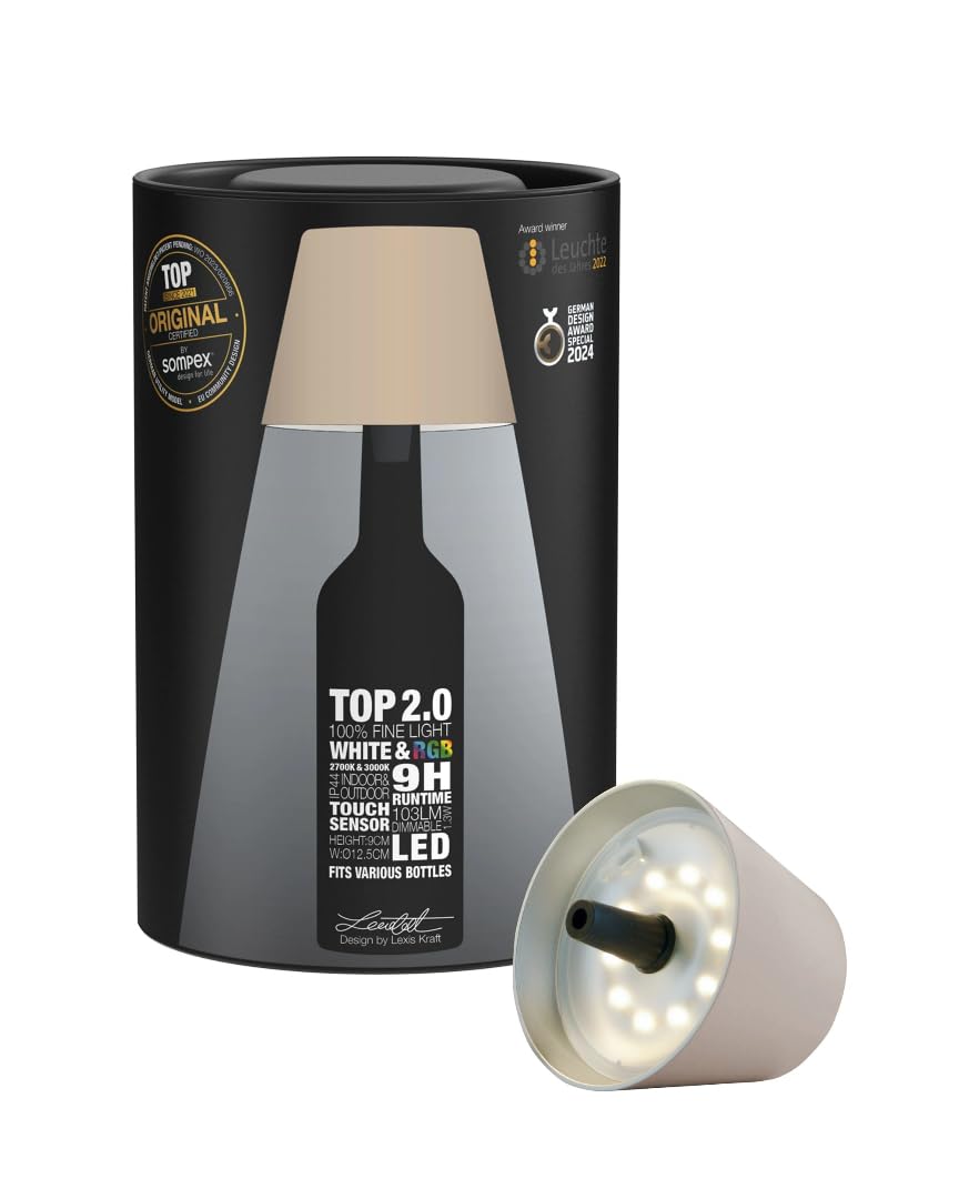 sompex Lampada decorativa per interni ed esterni, alimentata a batteria, TOP 2.0, sabbia