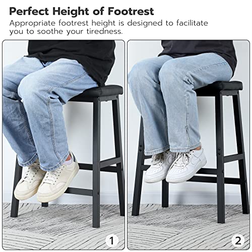 Hoobro Bar Stools, Set Of 2 Bar Chairs, Pu Leather Upholstered Breakfast Stools, Easy Assembly, Suitable For Kitchen, Bar, Dining Room, Black Bb01Md01 #TOP6