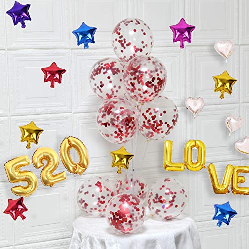 Image of Red Confetti Balloons - 12inch, 50 Pcs Latex Balloons for Birthday, Wedding, Baby Shower, Christmas Party Decoration