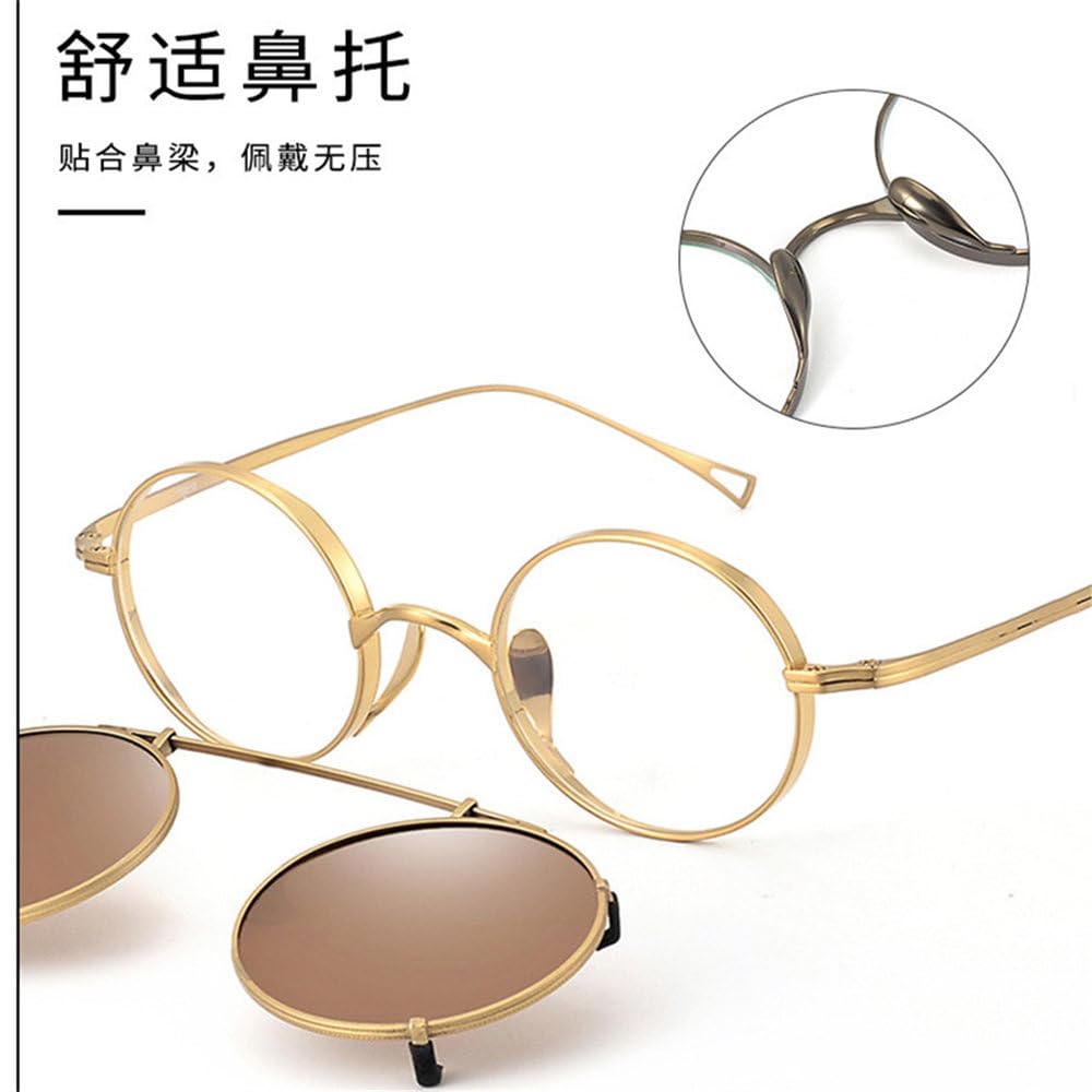 Okulary przeciwsłoneczne Vintage Titanium Round z klipsem i polaryzacją. Okulary przeciwsłoneczne w stylu retro. Modne oprawki dla mężczyzn i kobiet.