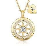 Initial Necklaces for Women Sterling silver Letter Compass Pendant Gifts for Her Wife Girlfriend Mom