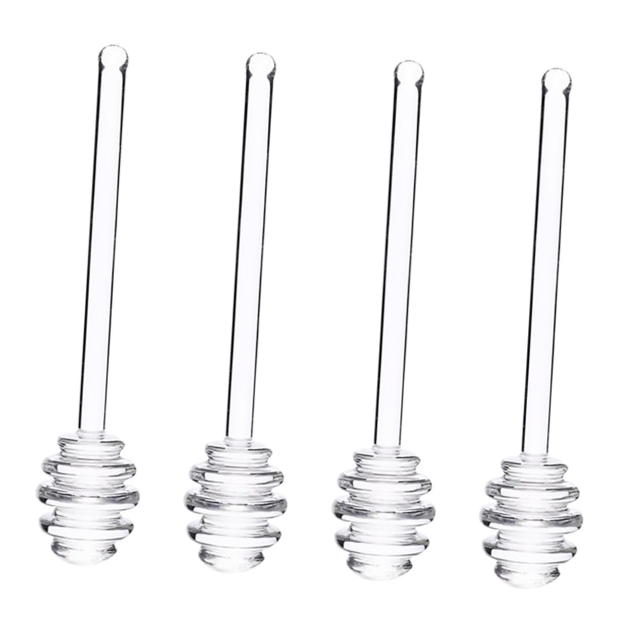OFFSCH 4Pcs Transparent Glass Honey Sticks Honey Dipper and Syrup Stirrer for Home Restaurant and Party Favors for Viscous Liquids and