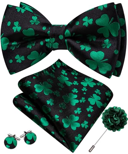 Image of YOHOWA Mens Bow Tie Set Paisley Coloful Pre-tied Bowties Adjustable with Handkerchief Cufflinks Wedding Prom Party