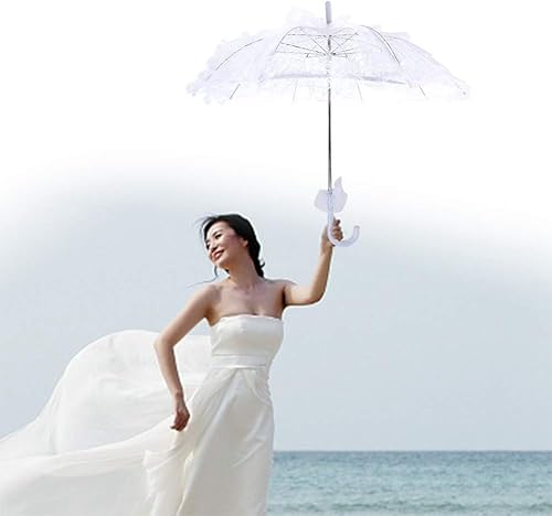 Miniatura 7 de Simlug Paraguas nupcial, sombrilla de encaje de boda, sombrilla de encaje nupcial, paraguas bordado de flores para bodas, fiestas, baile, fotografía