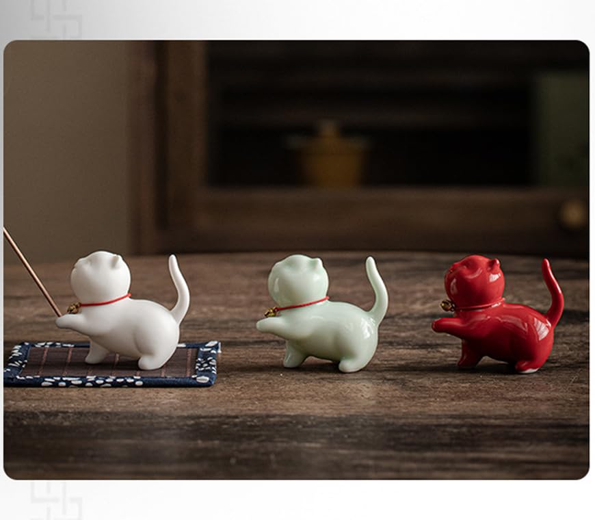 Amazon｜故宮猫香挿-梅青+竹ござ お香立て かわいい お香たて 猫香炉