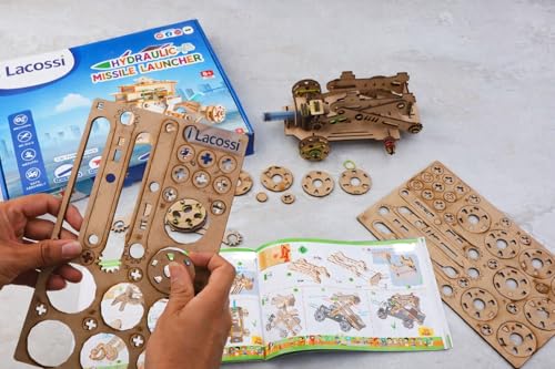 Image of 2 in 1 Hydraulic Missile Launcher & Plane Launcher STEM Wooden Construction Game, Activity Game, Science kit | Birthday Gifts for Boys & Girls I Kids 8 to 14 Years