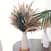 pampasgras deko - Tägliche Esszimmertisch Deko - Tischdeko & Trockenblumen Grünpampasgras Klein für Wohnzimmer, Deko Blumen Künstlich & Sommer Wohnung Deko im Boho Stil, Eucalyptus – Ansicht 7