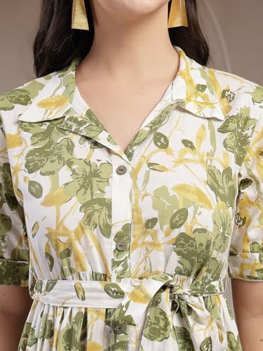 Image of Stylum Women's Floral Printed Cotton Flared Dress