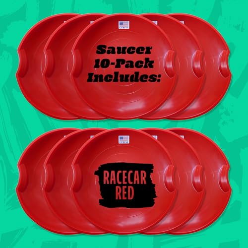 Image of Flexible Flyer 26 inch Flying Saucer Sled Multipack - Plastic Snow Sleds with Hand Grips, Heavy Duty Snow Discs for Kids, Adults, Schools, Camps & Daycares
