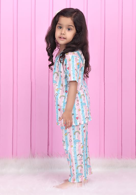 Image of POLKA TOTS 100% Pure Cotton Half Sleeve Night Suit for Kids, Girls & Boys | Cotton Pyjama Set | Unisex Night Dress for Children | Night Suit for Girls |Sleepwear for Kids | Winter Night Dress for Boys