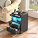 Gadroad Night Stand, LED Nightstand with Charging Station, Wood Bedside Table, End Table Sofa Couch Side Table with Pull-Out Shelf, Black