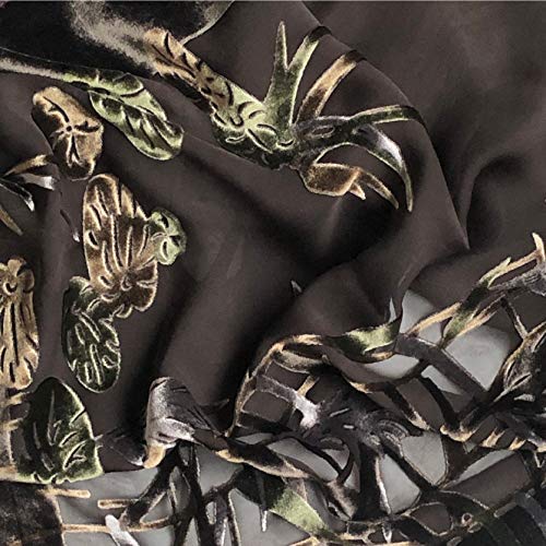 Silk Base Burn-out Velvet Shawl, 72" L x 21" W, Reed Catkin, Cocoa Brown4