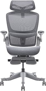 Silla de Oficina Silla de Oficina Ergonómica con Soporte Lumbar Ajustable, Silla de Escritorio de Malla con Respaldo Alto con Reposacabezas Ajustable y Apoyabrazos Giratorio - Silla de Trabajo Girator