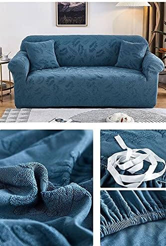 Miniatura 2 de Fundas para sofá de 2341 plazas, funda protectora elástica de terciopelo grueso y gris azul para sala, funda protectora elástica para sofá de 3