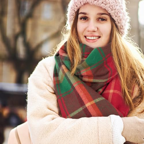 Image of Loritta Winter Scarf for Women, Long Plaid Shawl Wraps Scarves Gifts
