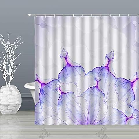 lovedomi Abstract Violet Shower Curtains Blue Purple Floral Creative Bathroom Curtains Decor Polyester Fabric Quick Drying 60x72 Inches Include Hooks Cover