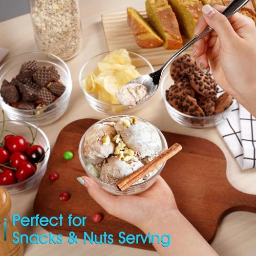 Image of WRINGO Glass Bowl for Kitchen Prep, Dessert, Dips, and Candy Dishes, Cake, Snack Bowl Set of 6 Or Nut Bowl, and Microwave Safe Clear Glass Bowls for Mixing, Storing Size 4.5 Inch