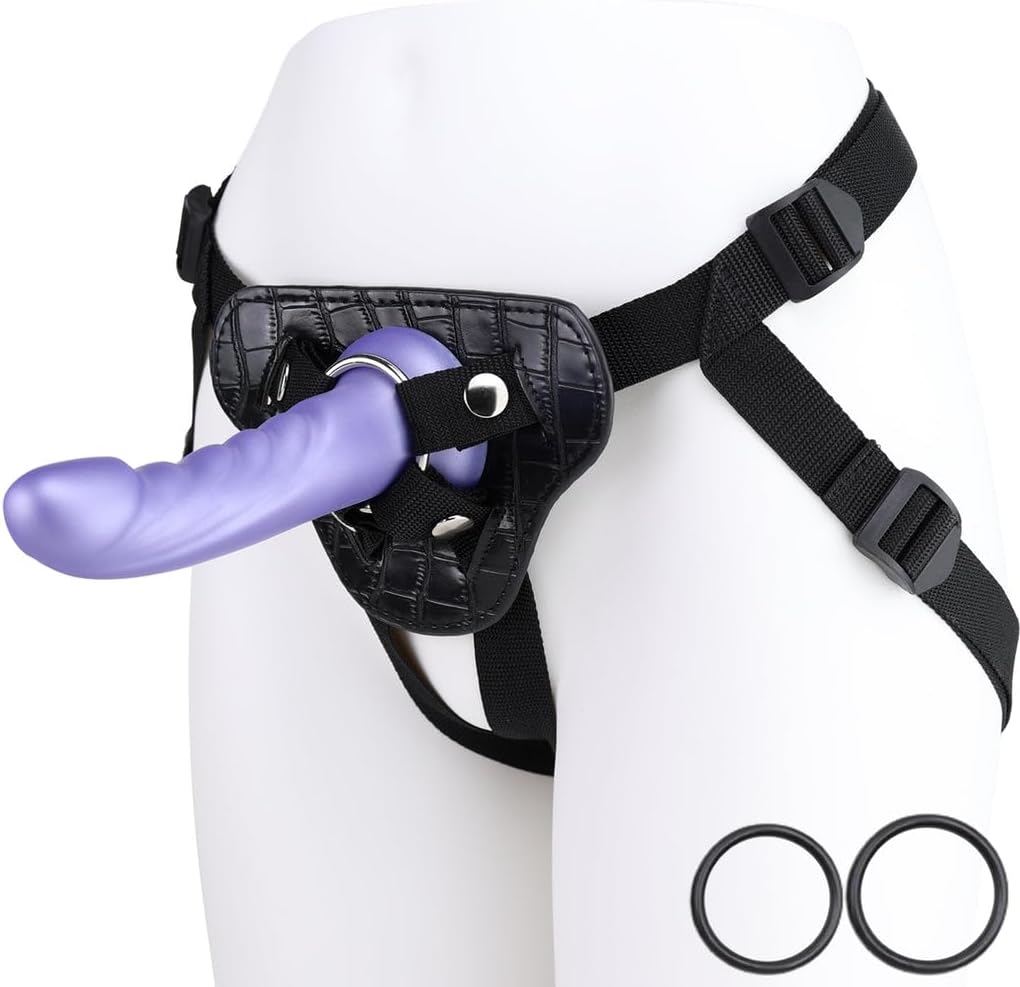 Harness Strap-On Dildo Set-7" Removable Realistic Dildo, Adjustable Waist/Thigh Belt with 3 O-Rings,Soft Leather/Nylon Harness Adult Sex Toys, G-Spot,Anal,Pegging Penis for Women, Lesbian, Gay Couples