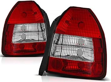 Rear Lights Compatible with Honda Civic Hatchback 3 Doors 1995 1996 1997 1998 1999 2000 2001 RS-1852 1 Pair Driver And Passenger Side Complete Set Tail Light Assembly Tail Lamp Red White