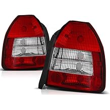 Rear Lights Compatible with Honda Civic Hatchback 3 Doors 1995 1996 1997 1998 1999 2000 2001 RS-1852 1 Pair Driver And Passenger Side Complete Set Tail Light Assembly Tail Lamp Red White