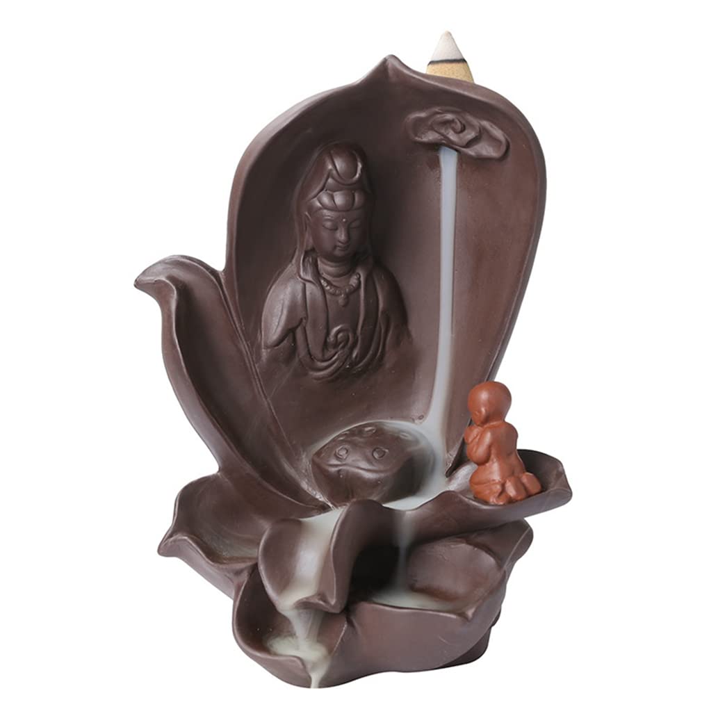 Idée cadeau bien-être : Brûleur d'encens reflux Guanyin en argile traditionnelle