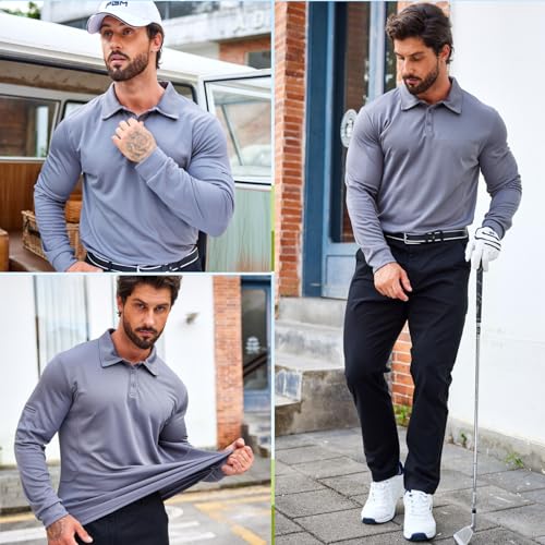 Deyeek Men's Polo Shirts Long Sleeve Golf Polo Shirts for Men Quick Dry UPF 50+ Sun Protection Polos Casual Collared Shirts2
