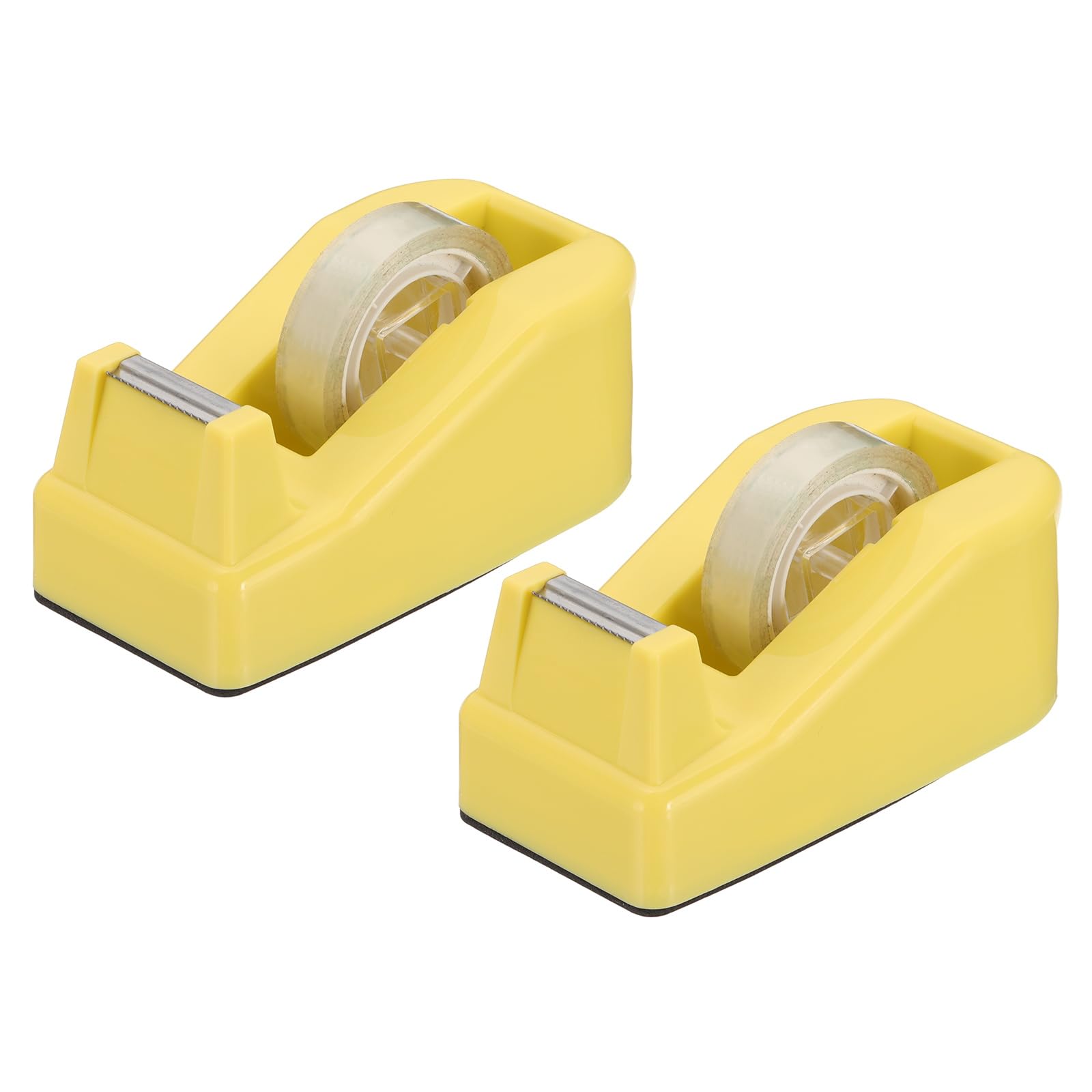 PATIKIL 2pcs Tape Dispenser Desk, Small Tape Dispenser Cute Desktop Dispenser Holder for Tape Office Desktop, Yellow