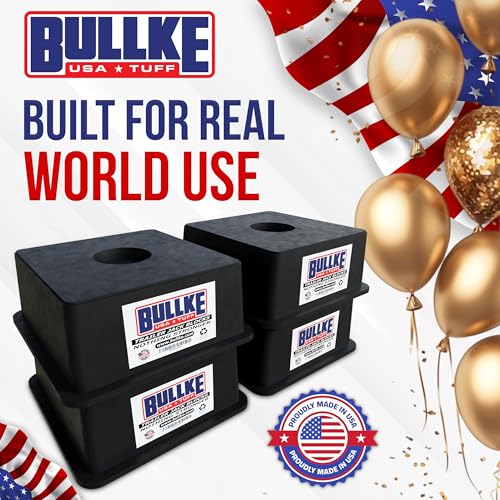 Image of BULLKE Square Trailer Jack Blocks 5-Pack, USA-Made Heavy Duty RV Leveling Blocks, Stabilizing Jack Pads for Camper, 5th Wheel, Tongue Jack, Post Jack, Foot Jack & Scissor Jack, Recycled Plastic