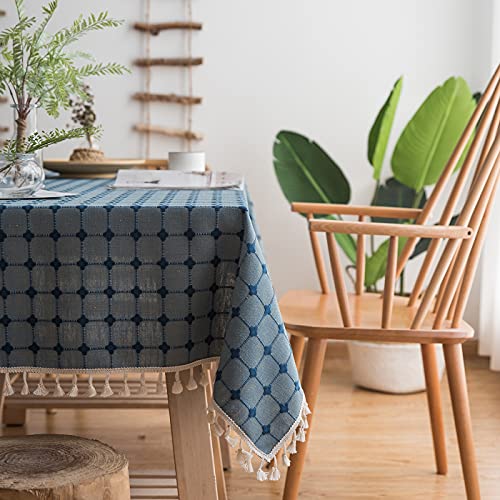 Nappe rectangulaire brodée infroissable en coton lin lavable - 3