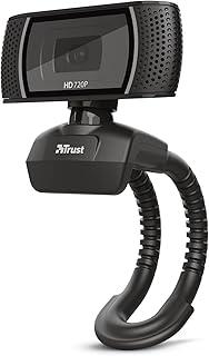 Trust Trino HD Webcam con Microfono, 1280 x 720, Enfoque Fijo, Soporte Universal, USB 2.0, Camara Web Soporte Windows, Mac, para Portátil, PC, Videoconferencias, Streaming, Gaming – Negro
