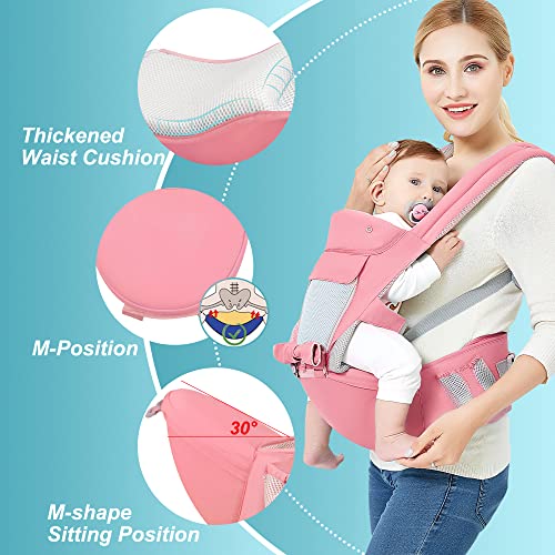 Agudan Baby Carrier With Hip Seat, Versatile 9 In 1 Infant Carrier For All Seasons Newborn To Toddler, Baby Backpack Carrier (Pink) #TOP2