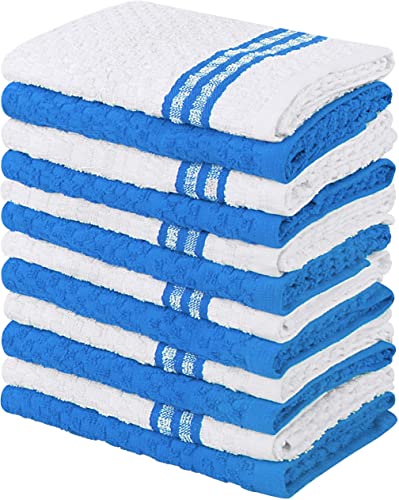 Utopia Towels 12 Pack Kitchen Towels, 15 x 25 Inches Cotton Dish Towels, Tea Towels and Bar Towels (Blue Stripe)