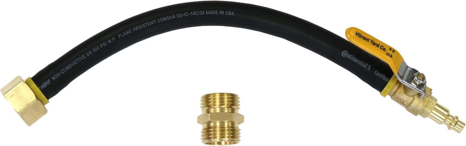 Winterize Sprinkler System, Outdoor Faucet, RV, Camper, and Travel Trailer: Air Compressor Plug To Garden Hose Faucet Blow Out Adapter with Male-to-Male Fitting, 13" Long