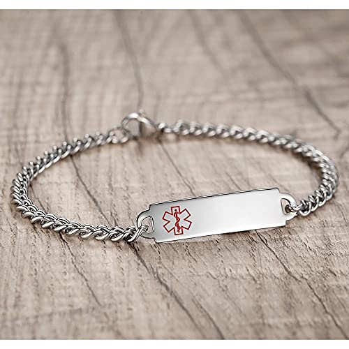 6.5"-8.5" Medical alert id bracelets for Women Men Stainless steel Medical Emergency Bracelets Free engraving2