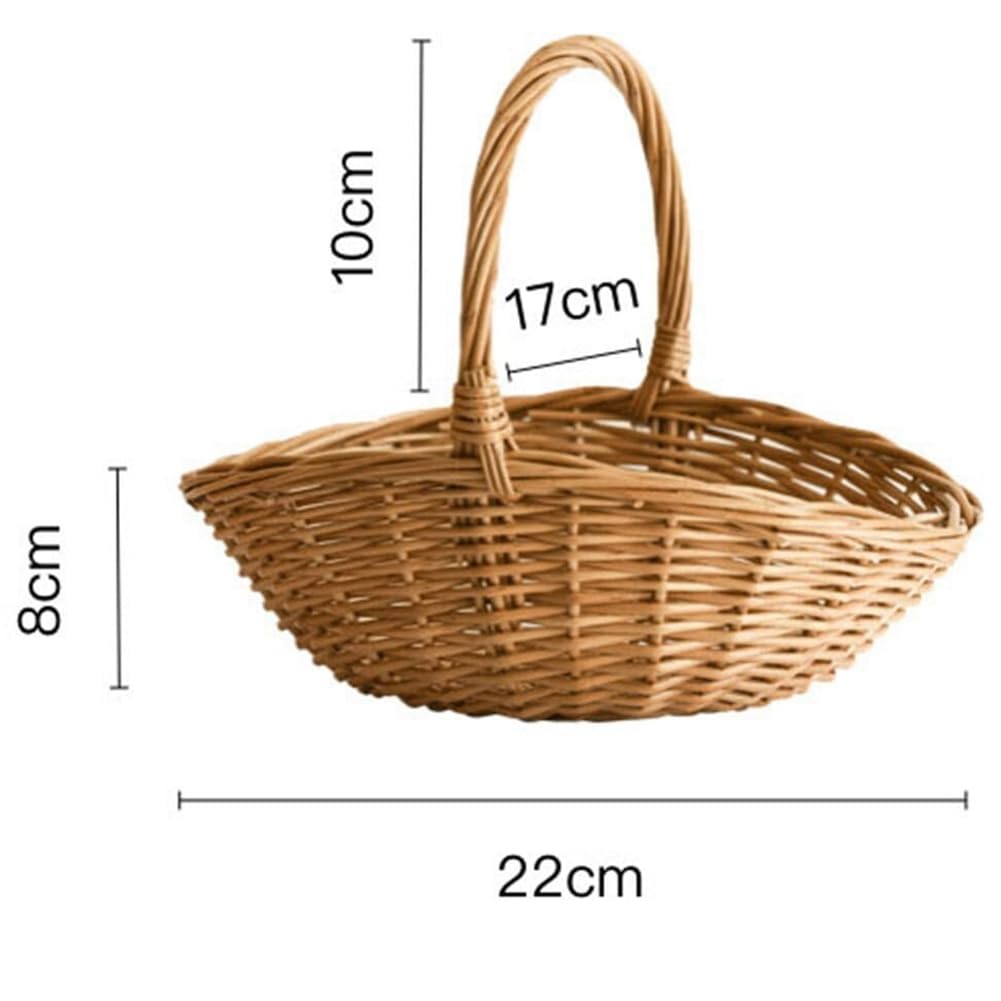 Lanko Cesta de mimbre con asa, cesta de regalo, cestas de picnic, cesta de cocina, pequeña