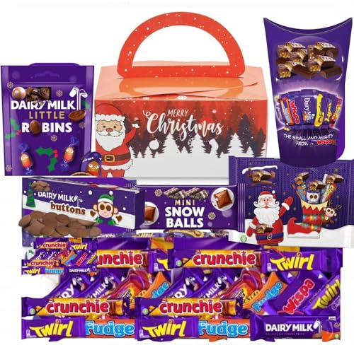 Cadburys Christmas Chocolate Gift Box - Bulk Sharing for Kids & Adult - Includes Heroes Little Robins Selection Box Snow Balls
