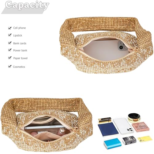Image of BBTT.ful Rhinestone Evening Handbags Sparkling Crystal Purse Daily Casual Shoulder Bag