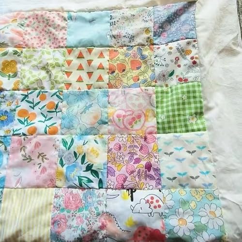 8PCS 18" x 22" Quilting Fat Quarters Fabric Bundles, for Sewing Crafting,Print Floral Striped Polka Dot 100% Cotton Gingham Fabric (Blue Green Flowers, 18" x 22") — view 5