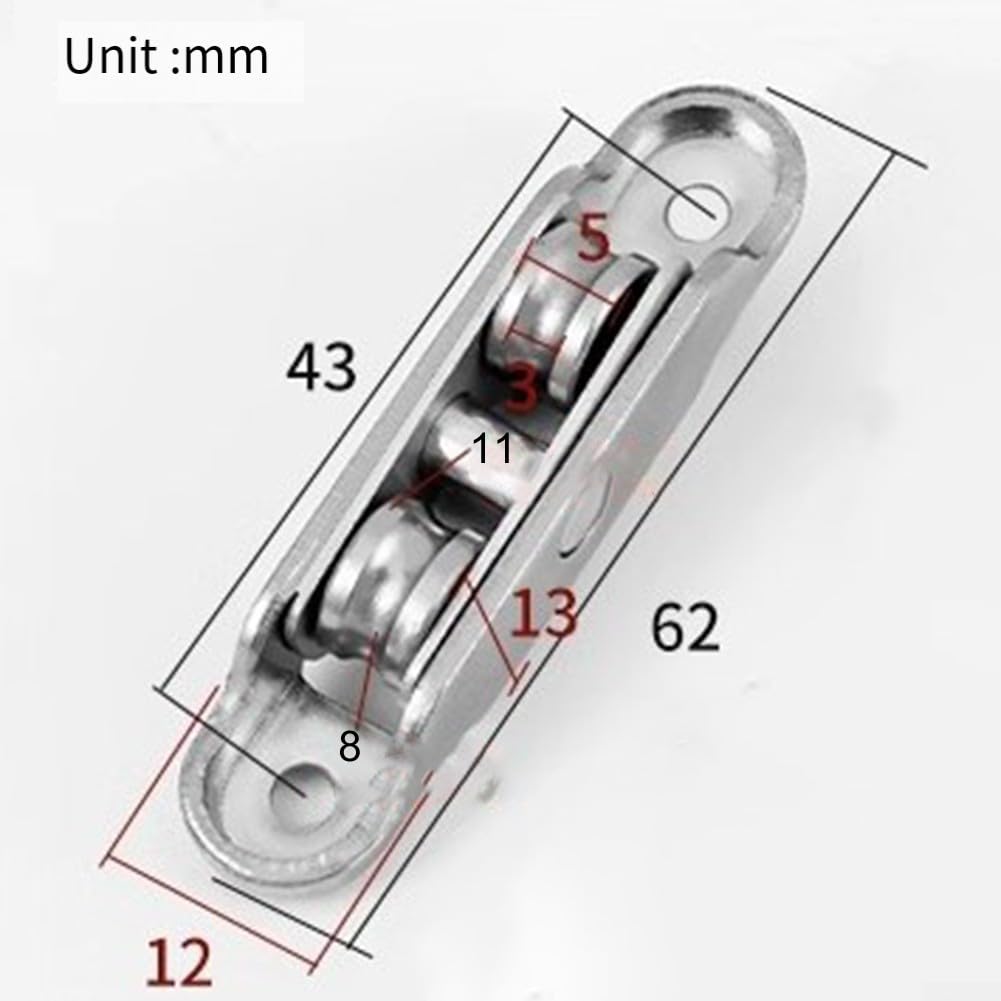 Lot de 4 rouleaux de porte coulissante en acier inoxydable avec 77 roues plates pour cadres à battants en aluminium, conçus pour un glissement fluide et des applications faciles (A)