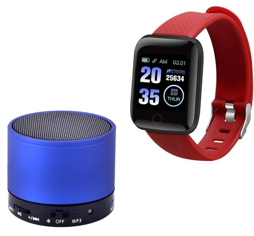 TechKing (SPECIAL with 12 YEARS WARRANTY S10.Speakers, Bluetooth D116 SmartWatch with Heart Rate Monitor-RED-picture-49