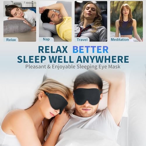 Image of INSIME 3D Memory foam Sleeping Mask For Men Women Sleep Mask Blind Fold Eye Cover Pad For Travel | Night eye band eyemask patch Complete Blackout Sleeping Eye Mask (Pack of 2)