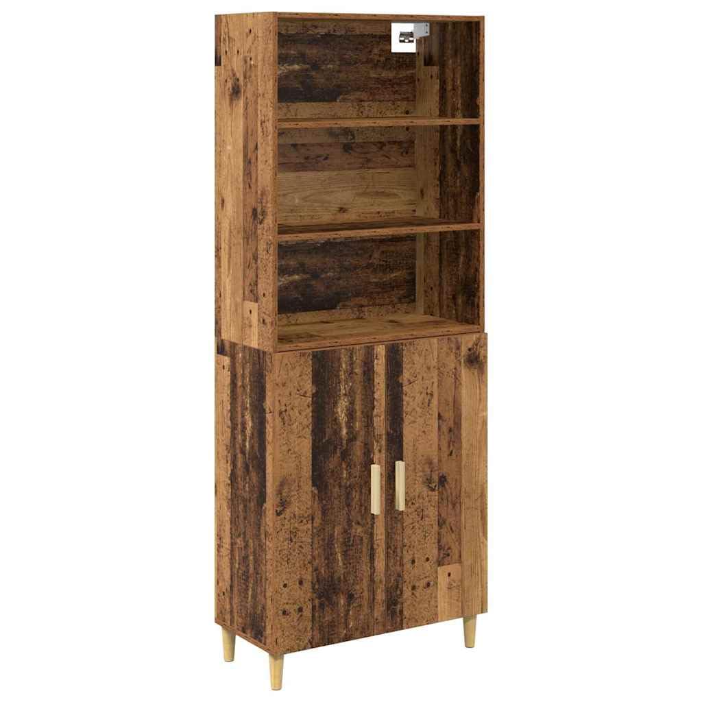 vidaXL Highboard Old Wood 69.5 x 32.5 x 180 cm Engineered Wood, Living Room Storage, Rectangular Highboard, Modern Furniture, Indoor Cabinet, Chic Organization Solution, Contemporary Design
