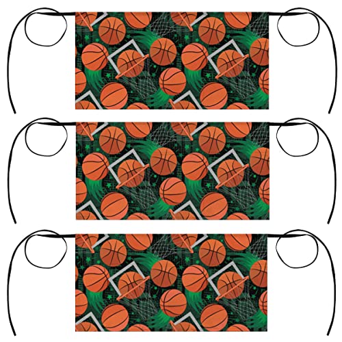 bisibuy 3 Pack Server Aprons with 3 Pockets, Basketball Star Abstract Waitress Waiter Wasit Apron for Women Men Restaurant Bistro Cafe Bars Half Aprons Waitress Server Accessories