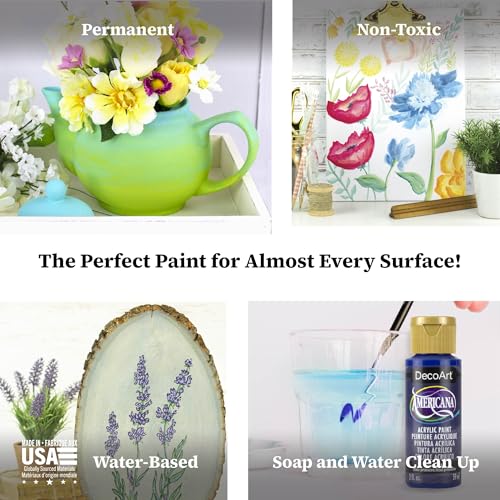 Image of DecoArt Americana Acrylic Paint Set - Color Wheel & Color Theory Collection, 9 Bottles (2 fl oz) - Art and Craft Acrylic Paints for Canvas, Wood, and More