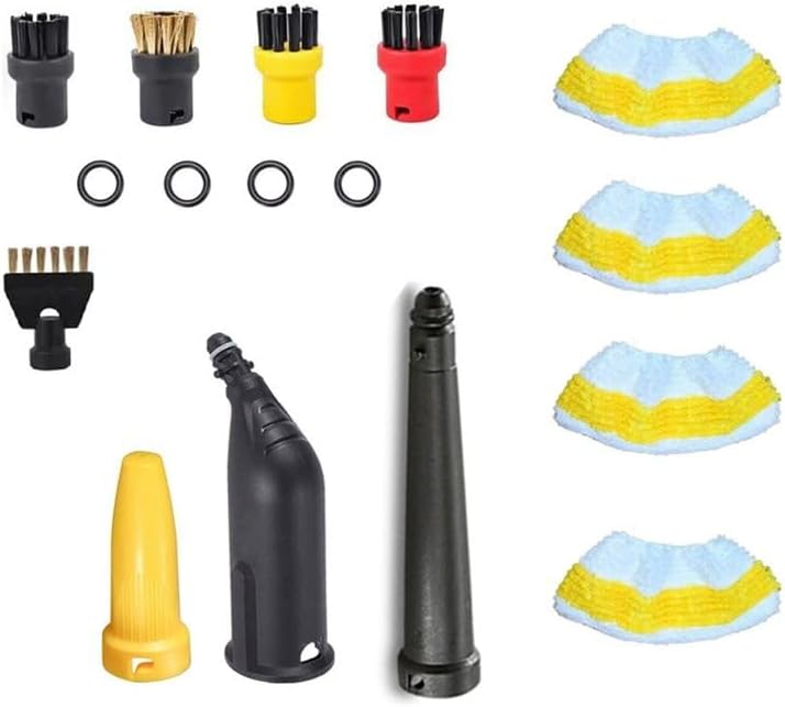 Universal Replacement Parts Kit for Karcher SC1/SC2/SC3/SC4/SC5 Handheld Steam Cleaners – Brush Heads, Nozzles, Microfiber Mop Cloths & Covers – Complete Steam Cleaning Accessory Set
