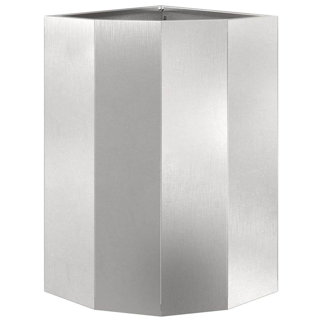 Eckgartenpflanzer Silber aus rostfreiem Edelstahl 30 x 30 x 50 cm Modernes Design Robust & Wetterfest für Terrasse Balkon platzsparende Gartendeko