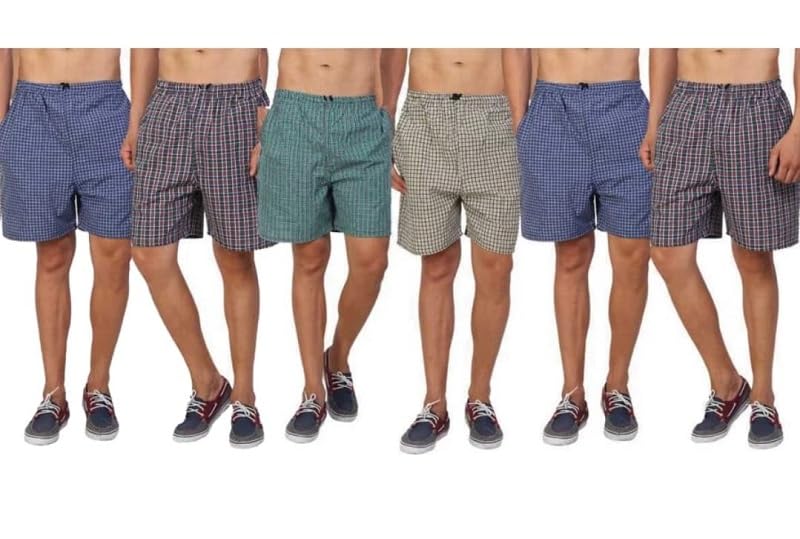 awala fashion | Men’s Regular Fit 100% Cotton Casual Lounge Shorts | Dual Pocket Sleep Shorts Pack of 6 (Multicolour) (Large)-picture-12